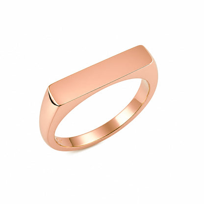 14K Gold Engravable Rectangle Signet Ring, Small Size