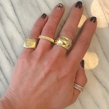 14K Gold Ribbed Eternity Band