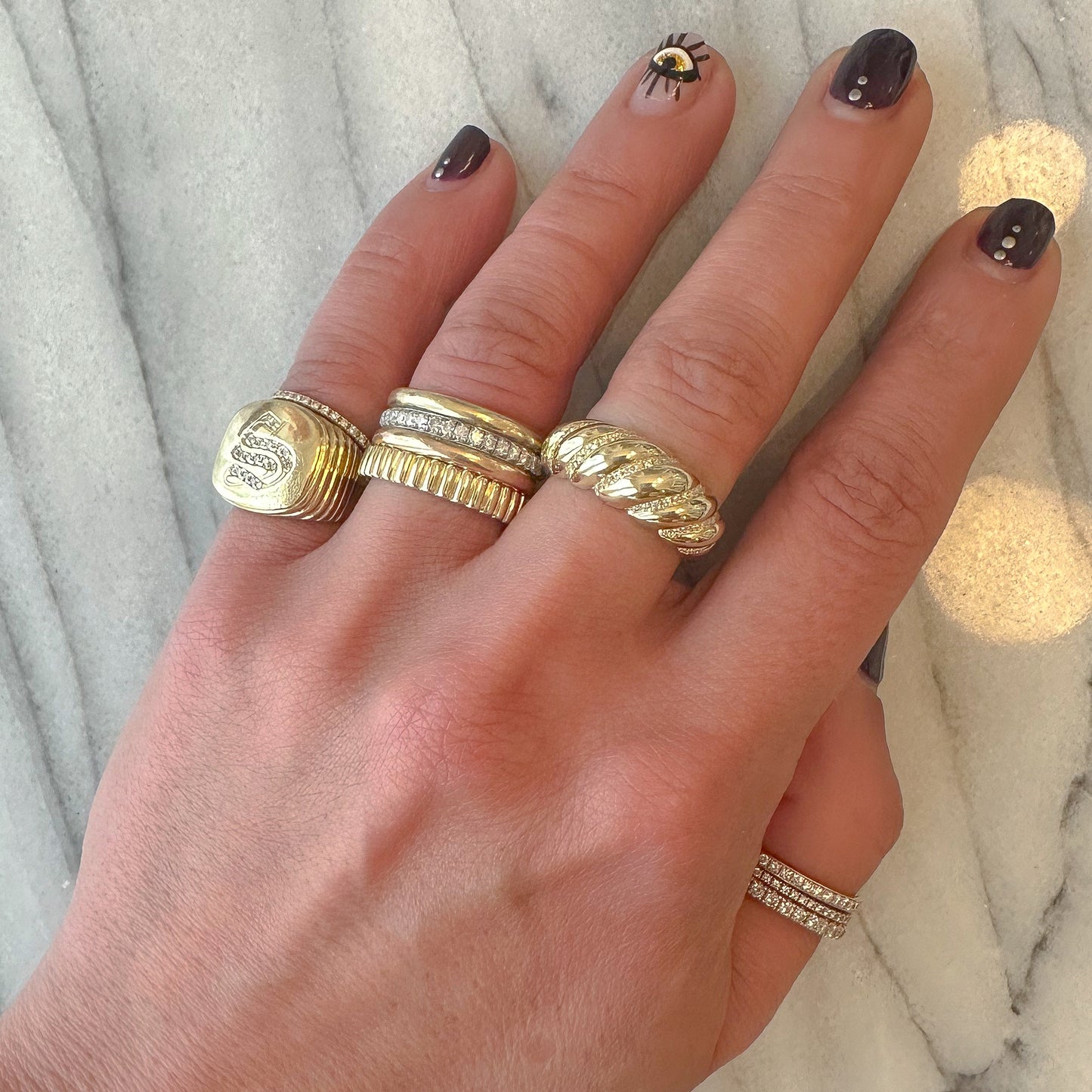 14K Gold Ribbed Eternity Band