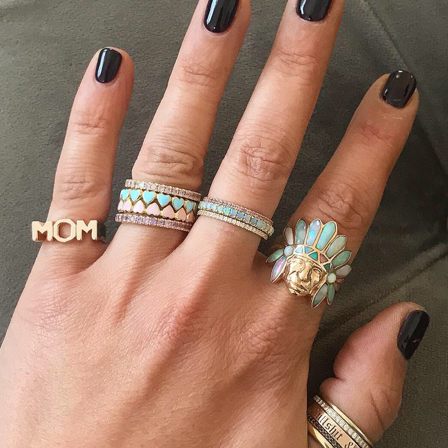 14K Gold Colored Enamel Eternal Heart Ring