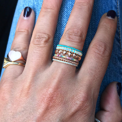 14K Gold Pavé Opal Gemstone Full Eternity Band