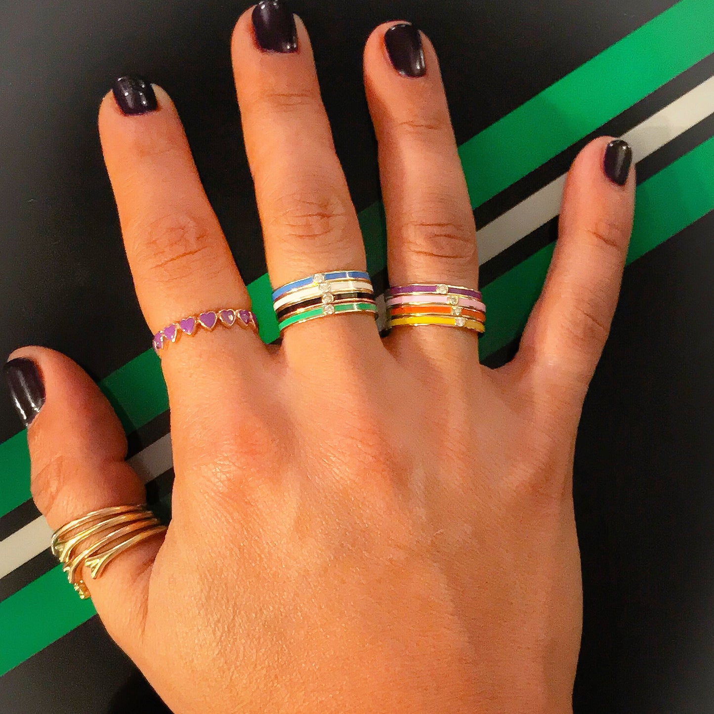 14K Gold Colored Enamel Eternal Heart Ring