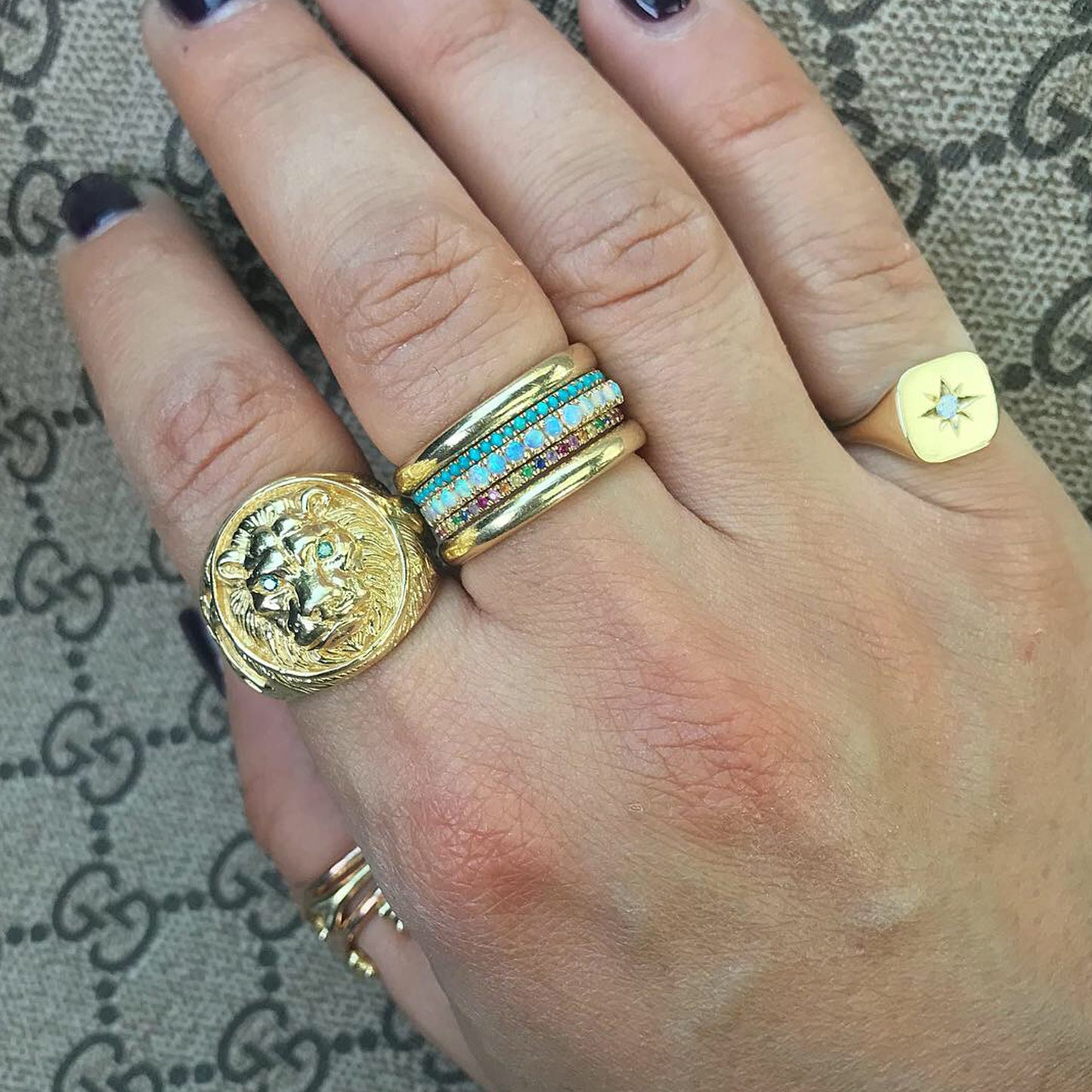 14K Gold Pavé Opal Gemstone Full Eternity Band