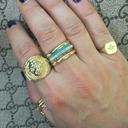 14K Gold Pavé Opal Gemstone Full Eternity Band
