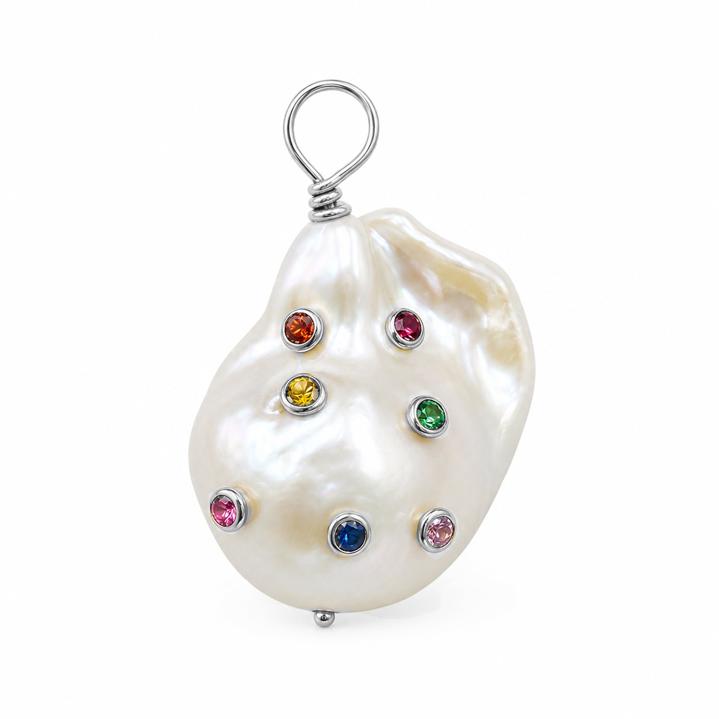 14K Gold Celestial Rainbow Baroque Fireball Freshwater Cultured Pearl Pendant