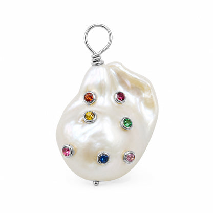 14K Gold Celestial Rainbow Baroque Fireball Freshwater Cultured Pearl Pendant