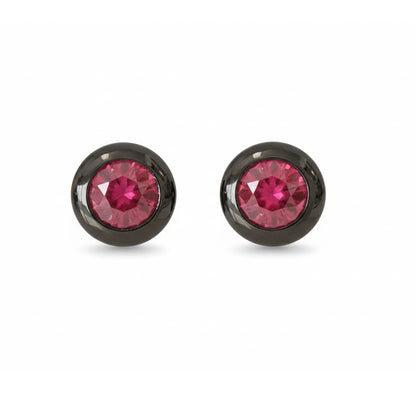 14K Gold 2.5mm Solitaire Ruby Round Bezel Set Stud Earrings