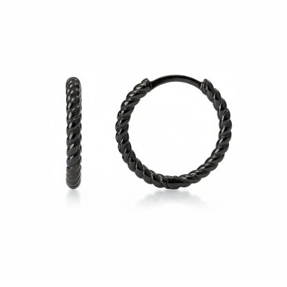 14K Gold Braided Rope Huggie Hoop Earrings