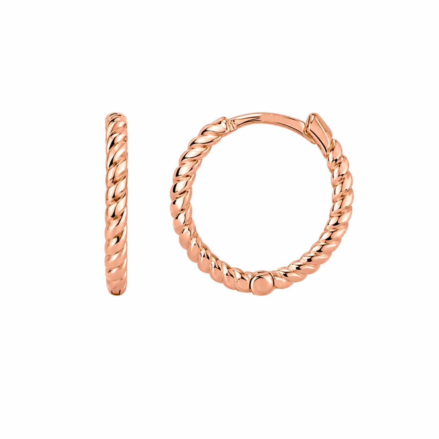 14K Gold Braided Rope Huggie Hoop Earrings