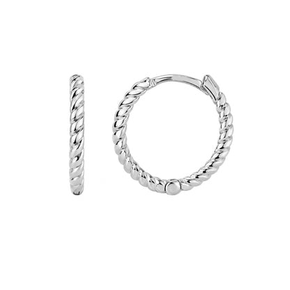 14K Gold Braided Rope Huggie Hoop Earrings