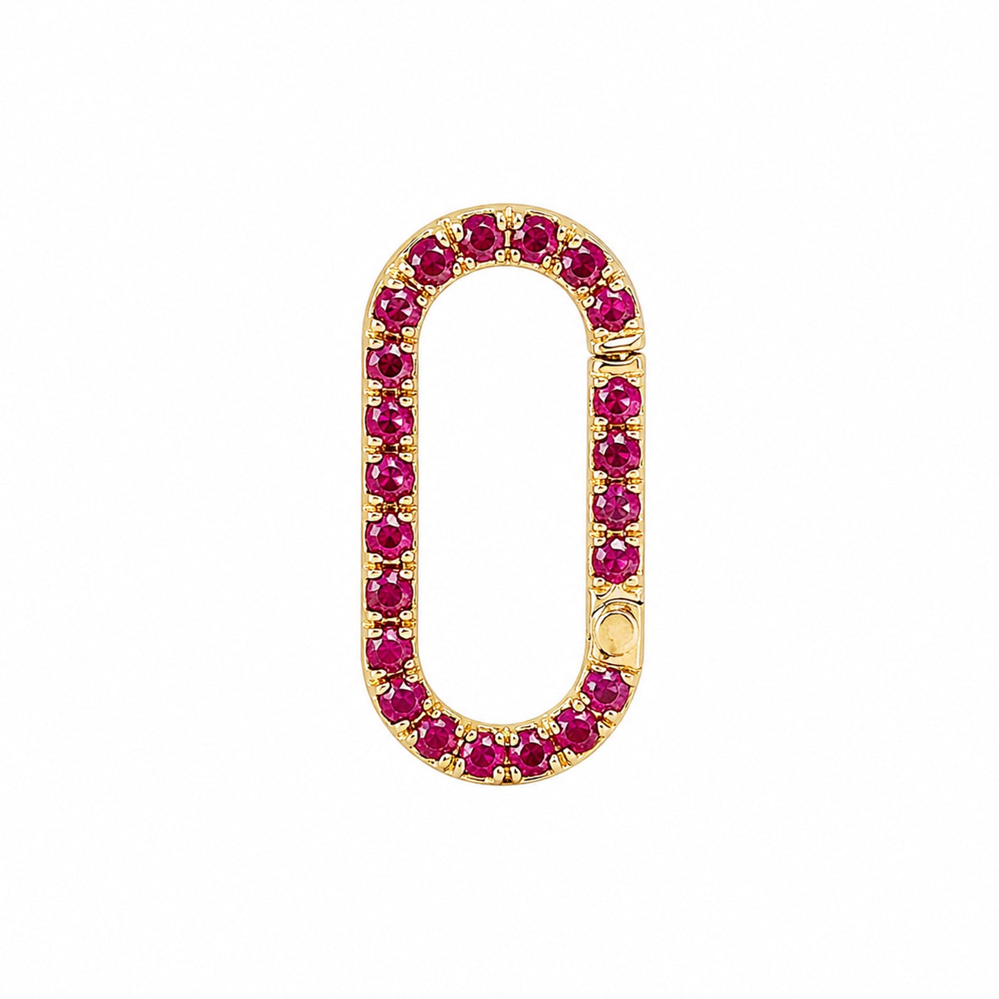 14K Gold Ruby Elongated Oval Charm Enhancer ~ Large Size