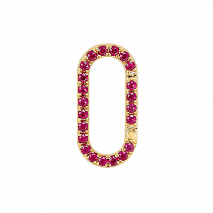 14K Gold Ruby Elongated Oval Charm Enhancer ~ Large Size
