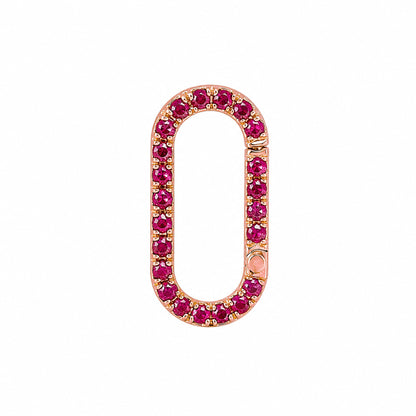 14K Gold Ruby Elongated Oval Charm Enhancer ~ Large Size