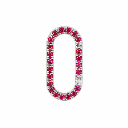 14K Gold Ruby Elongated Oval Charm Enhancer ~ Large Size