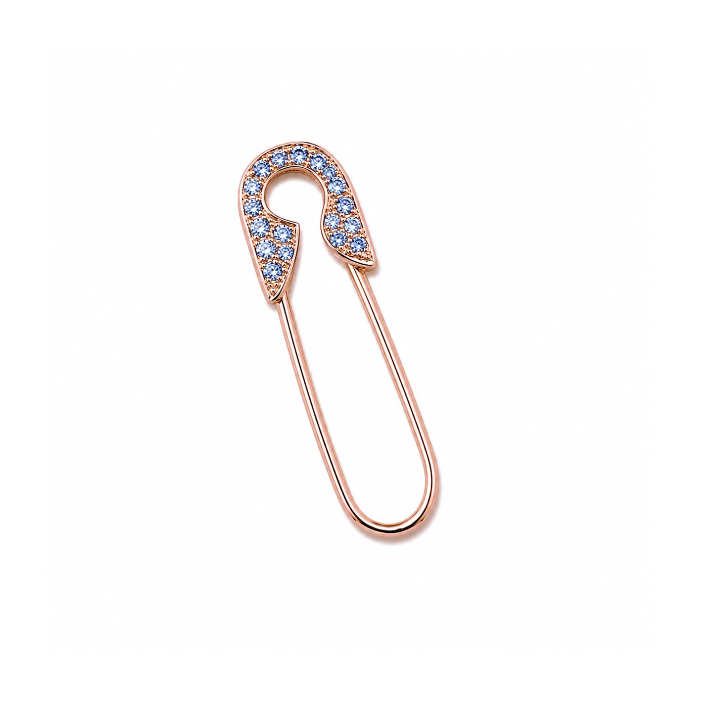 14K Gold Pavé Pastel Blue Sapphire Safety Pin Earring