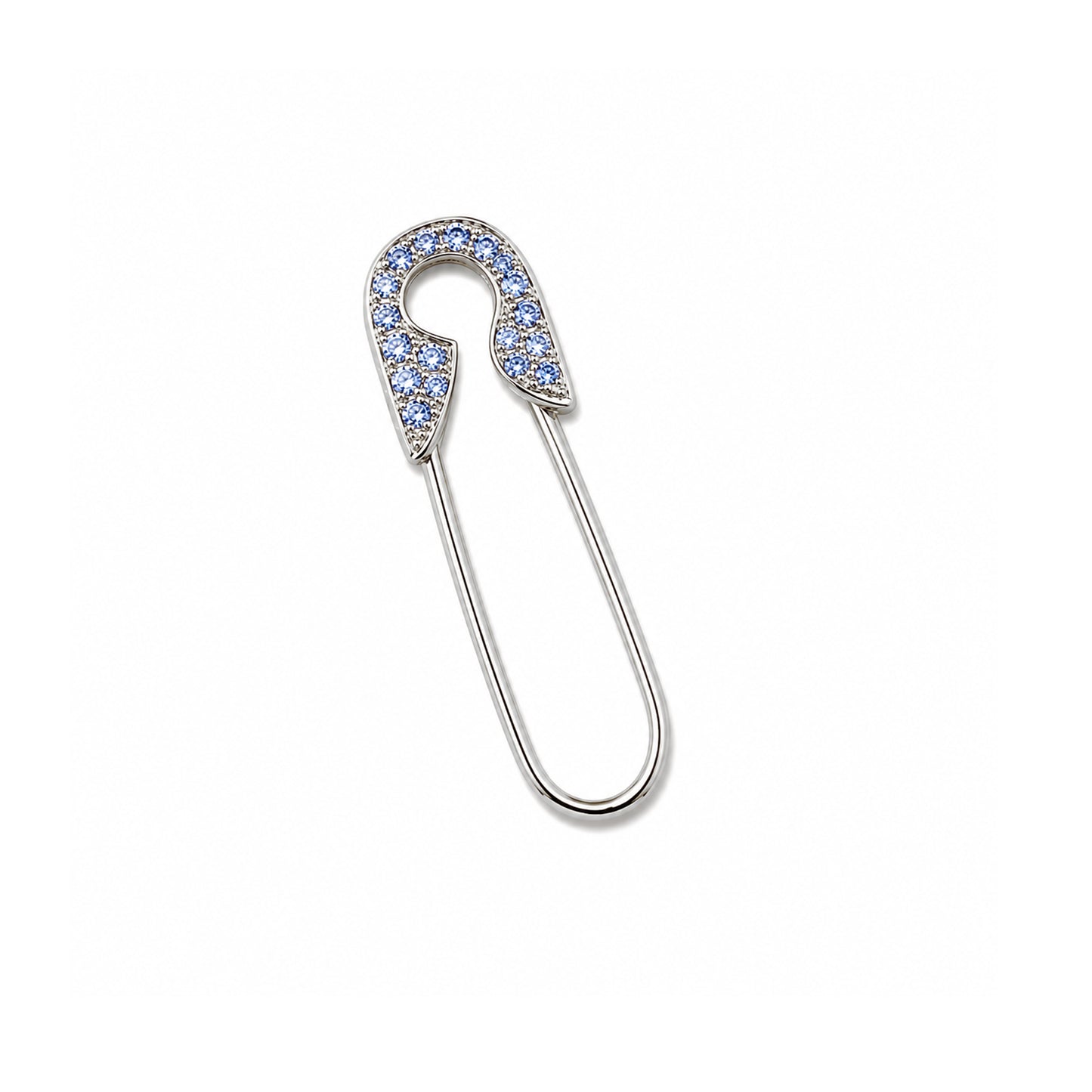 14K Gold Pavé Pastel Blue Sapphire Safety Pin Earring