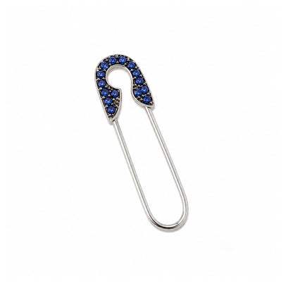 14K Gold Pavé Sapphire Safety Pin Earring