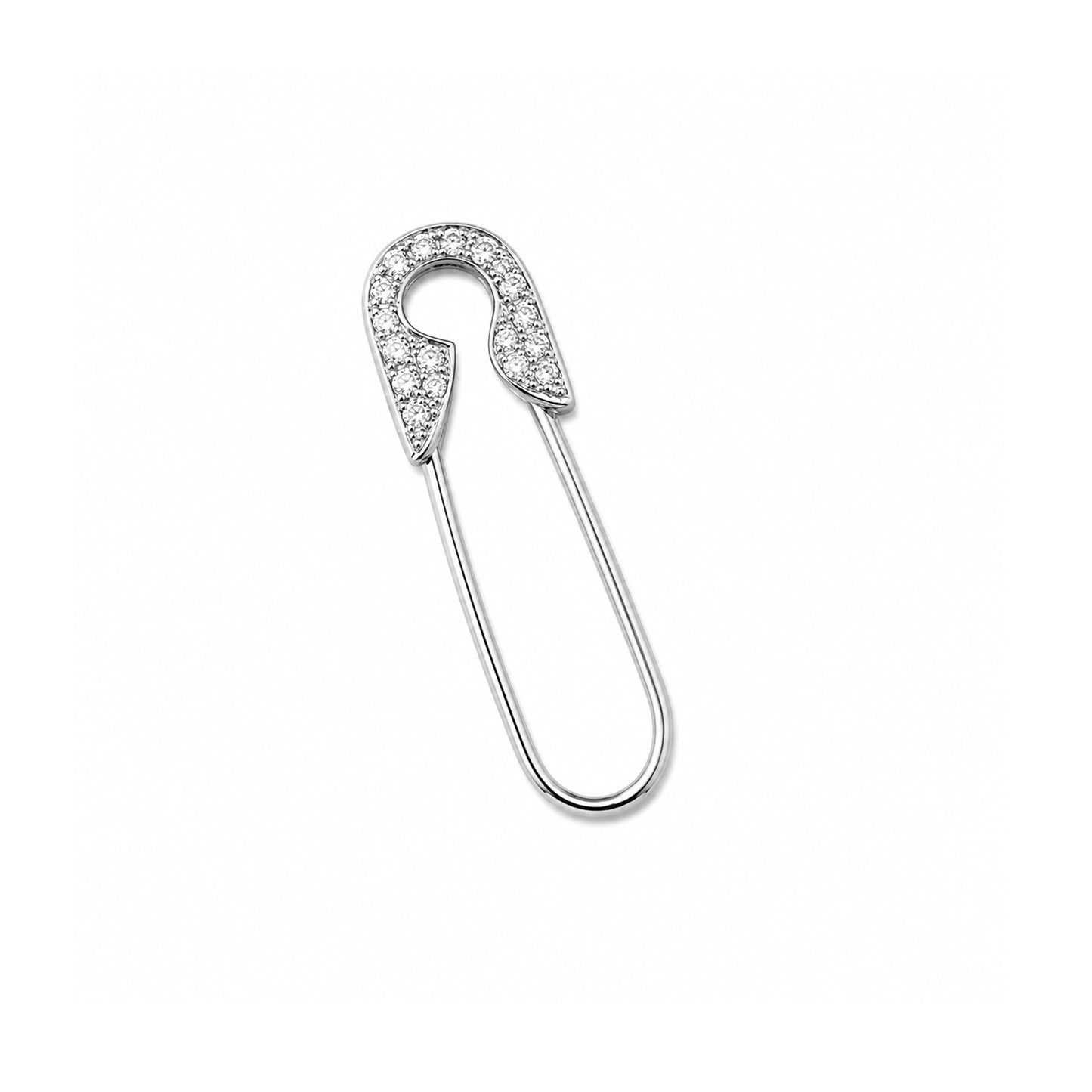 14K Gold Pavé Diamond Safety Pin Earring