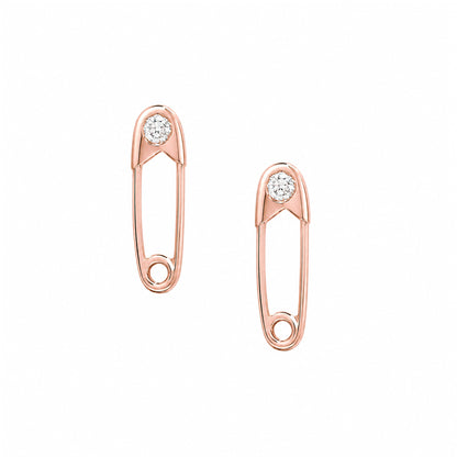 14K Gold Diamond Safety Pin Stud Earring