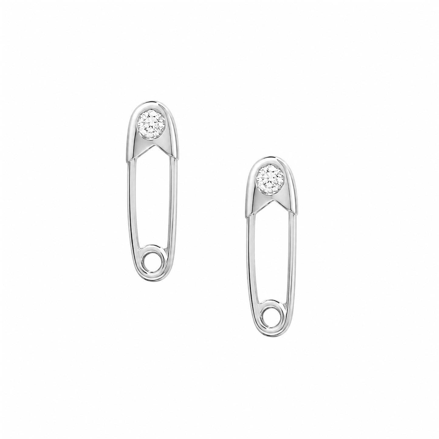 14K Gold Diamond Safety Pin Stud Earring