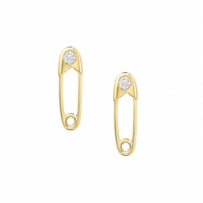 14K Gold Diamond Safety Pin Stud Earring