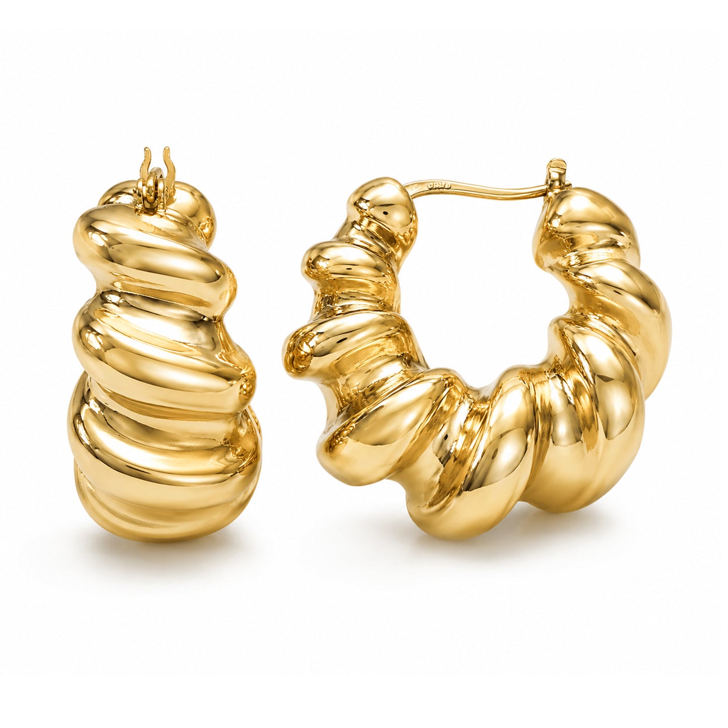 14K Gold San Marco Twist Hoop Earrings