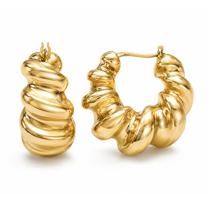 14K Gold San Marco Twist Hoop Earrings