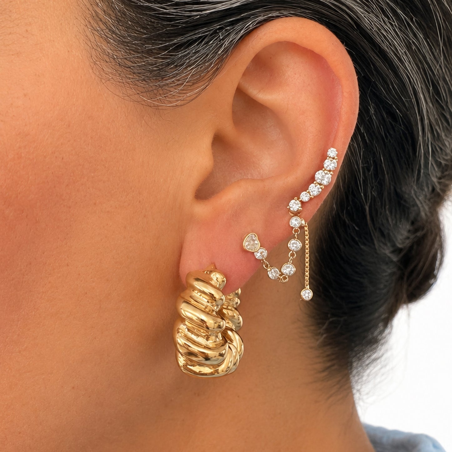 14K Gold San Marco Twist Hoop Earrings
