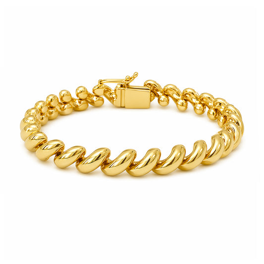14K Gold San Marco Chain Bracelet, 6.75mm Width