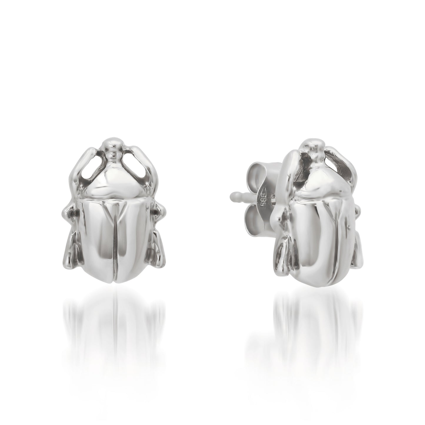 14K Gold Scarab Stud Earrings