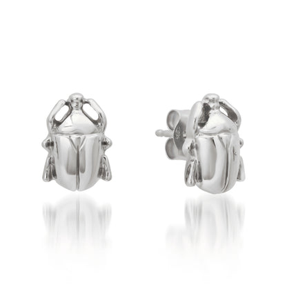 14K Gold Scarab Stud Earrings