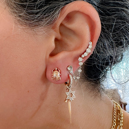 14K Gold Scarab Stud Earrings