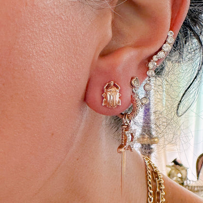 14K Gold Scarab Stud Earrings
