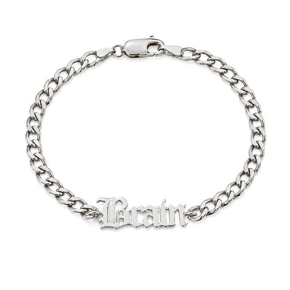 14K Gold Mini Nameplate Bracelet ~ Old English Font