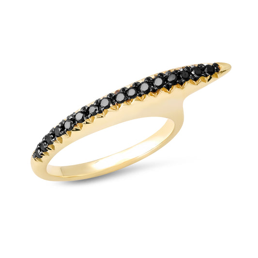 14K Gold Black Diamond Pavé Shark Fin Ring