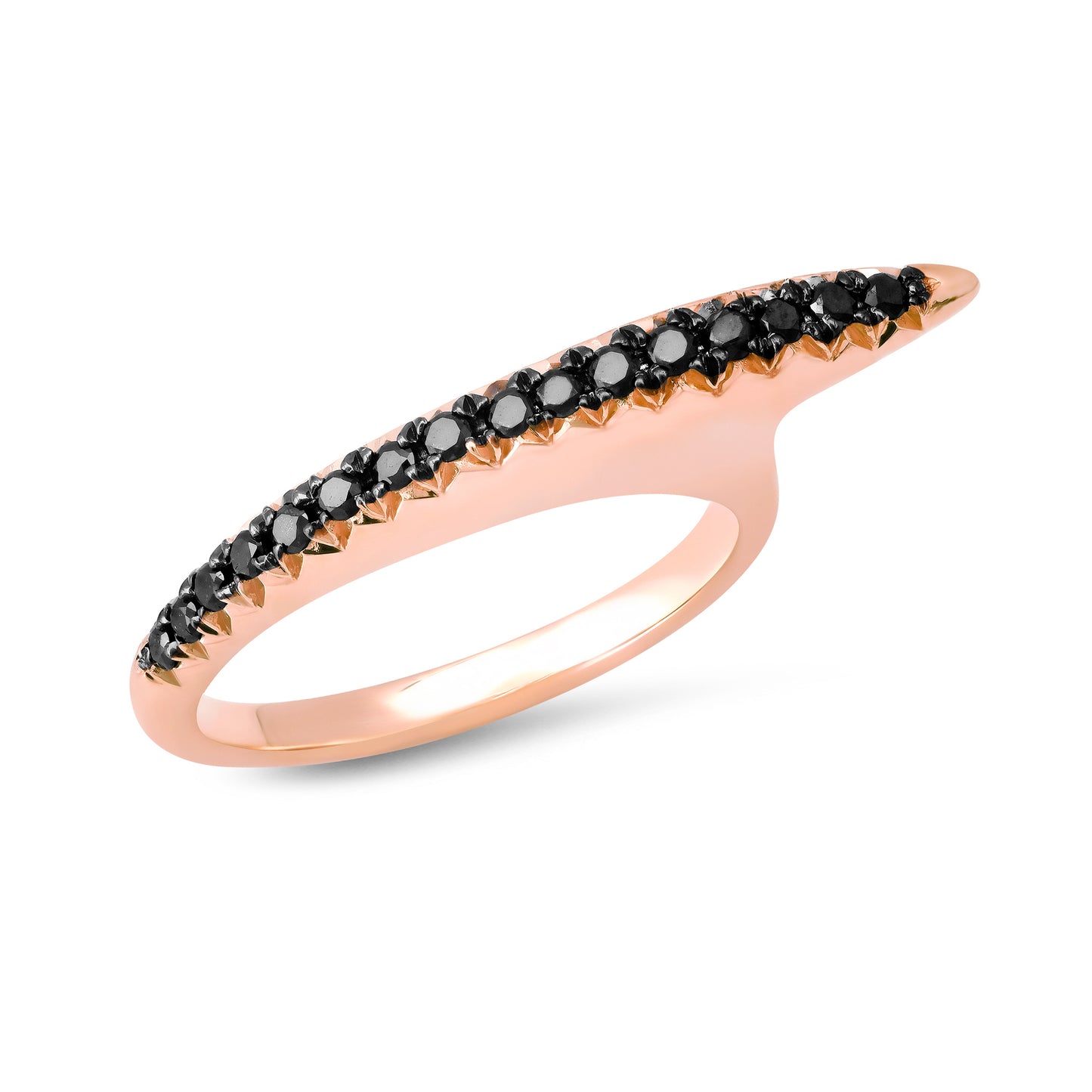 14K Gold Black Diamond Pavé Shark Fin Ring