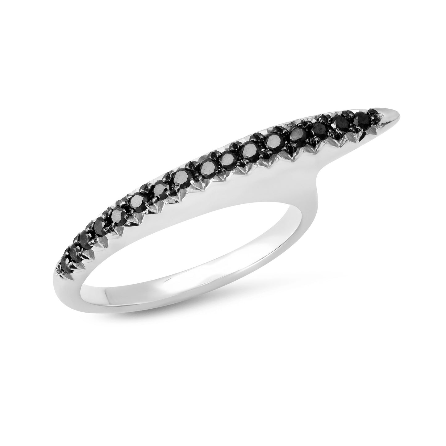 14K Gold Black Diamond Pavé Shark Fin Ring