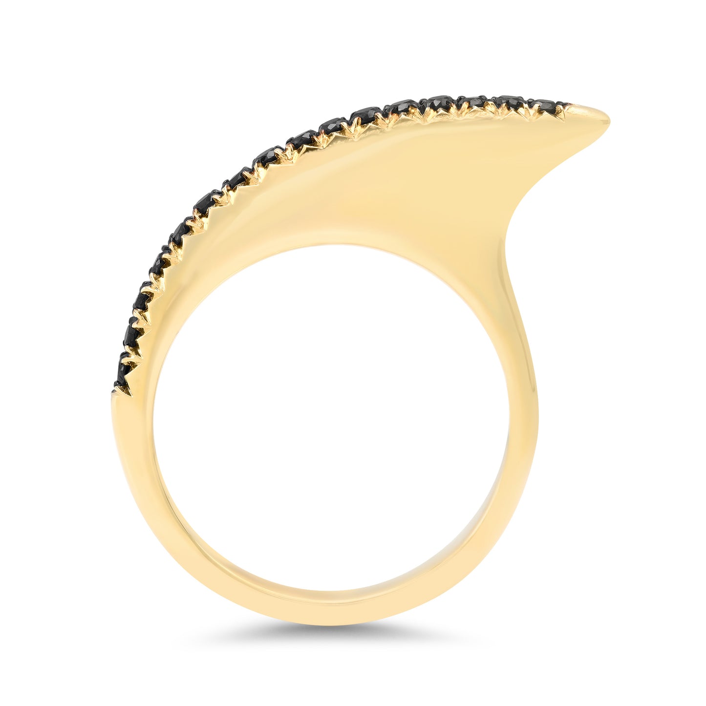 14K Gold Black Diamond Pavé Shark Fin Ring