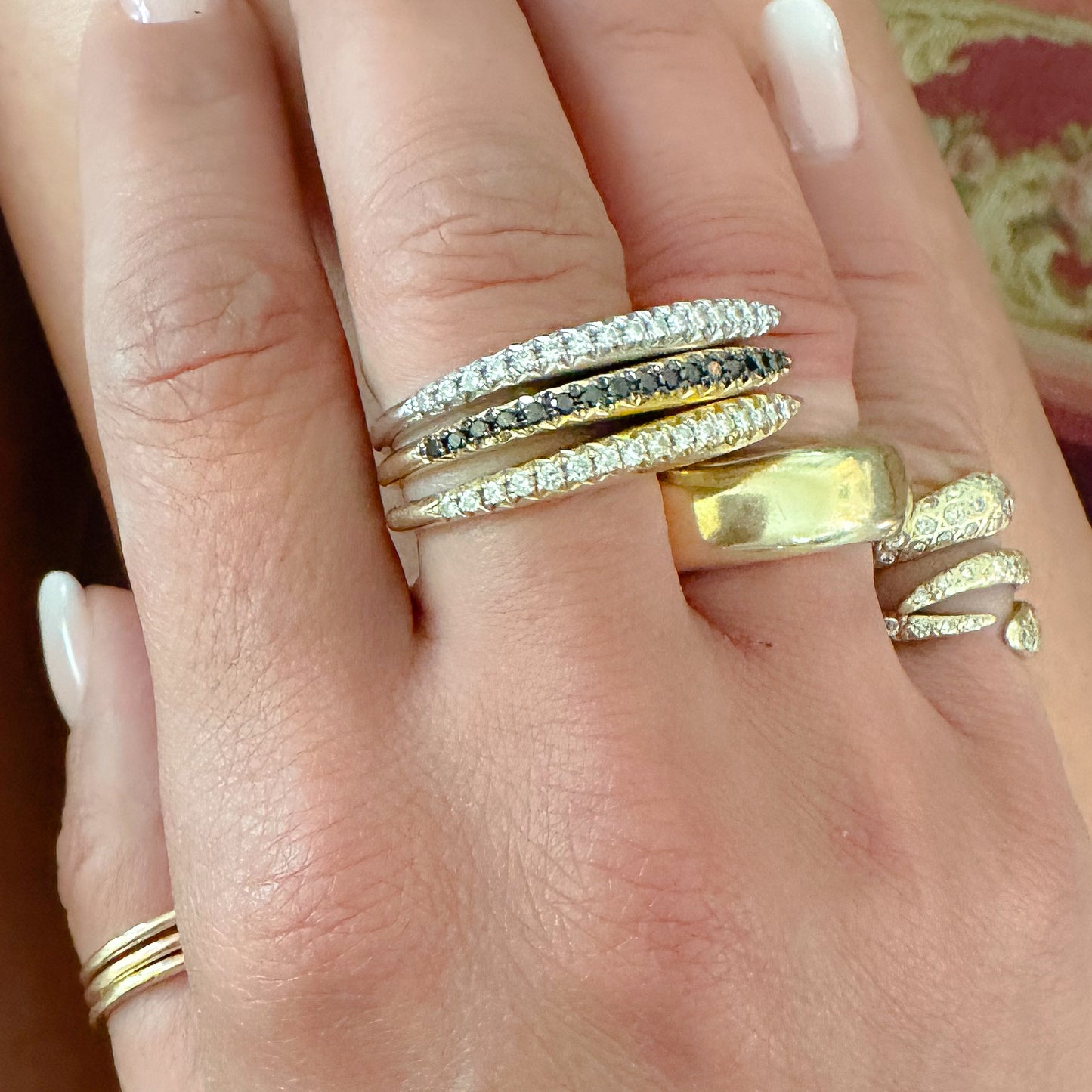 14K Gold Black Diamond Pavé Shark Fin Ring