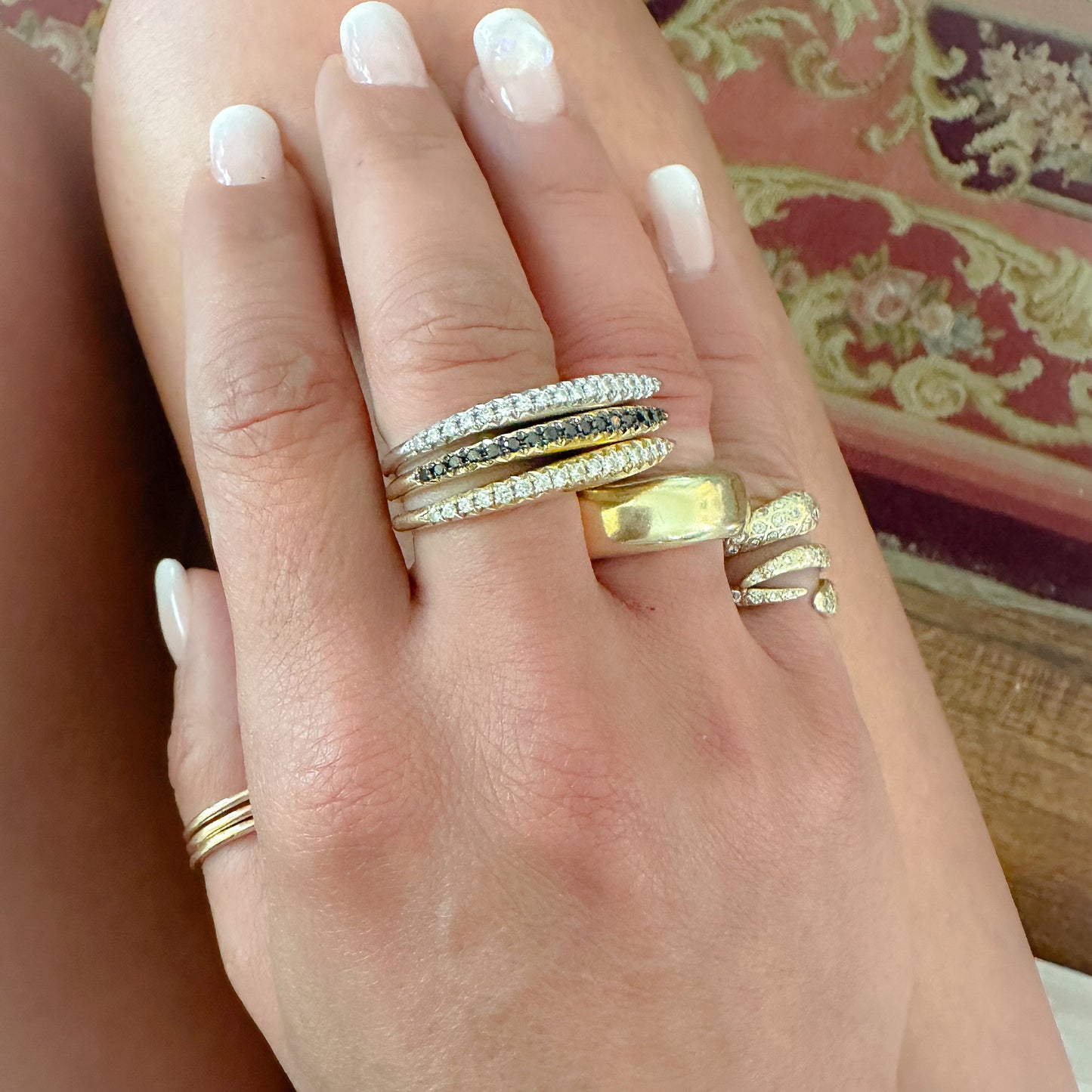 14K Gold Black Diamond Pavé Shark Fin Ring