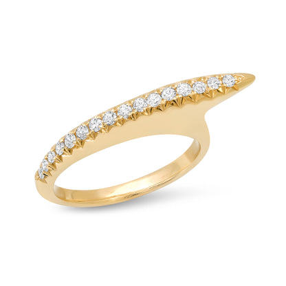 14K Gold Diamond Pavé Shark Fin Ring