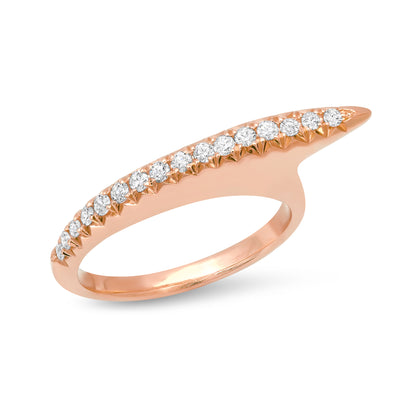 14K Gold Diamond Pavé Shark Fin Ring