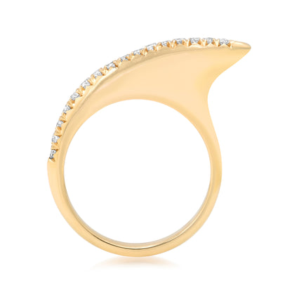 14K Gold Diamond Pavé Shark Fin Ring