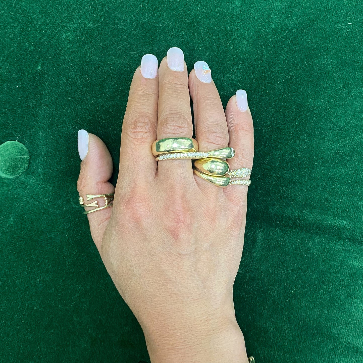 14K Gold Diamond Pavé Shark Fin Ring