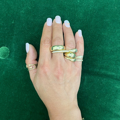 14K Gold Diamond Pavé Shark Fin Ring