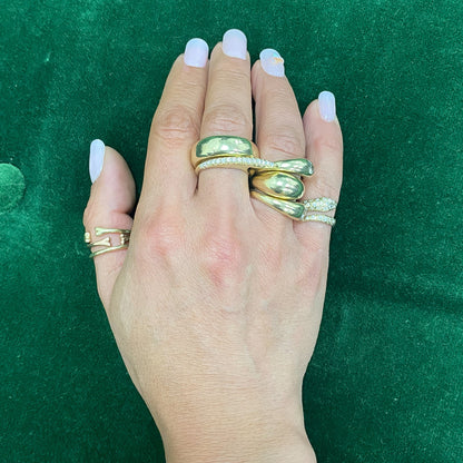 14K Gold Diamond Pavé Shark Fin Ring