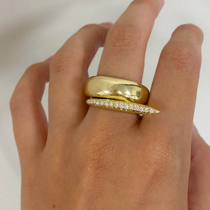 14K Gold Diamond Pavé Shark Fin Ring