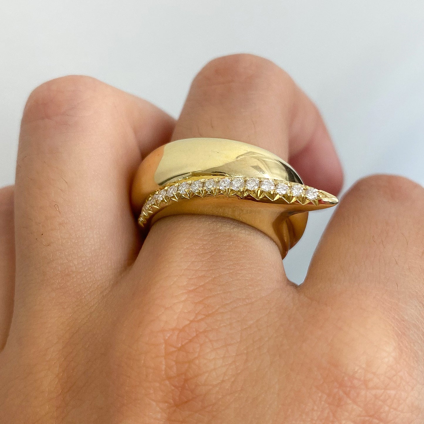 14K Gold Diamond Pavé Shark Fin Ring