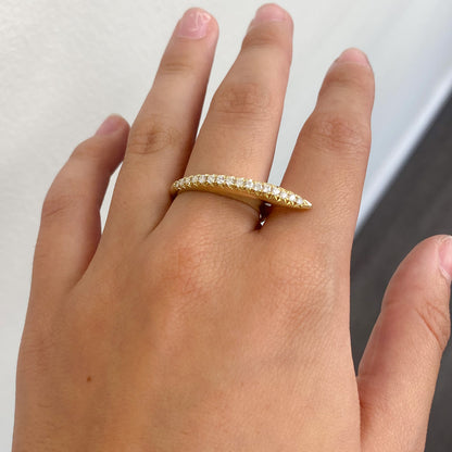 14K Gold Diamond Pavé Shark Fin Ring