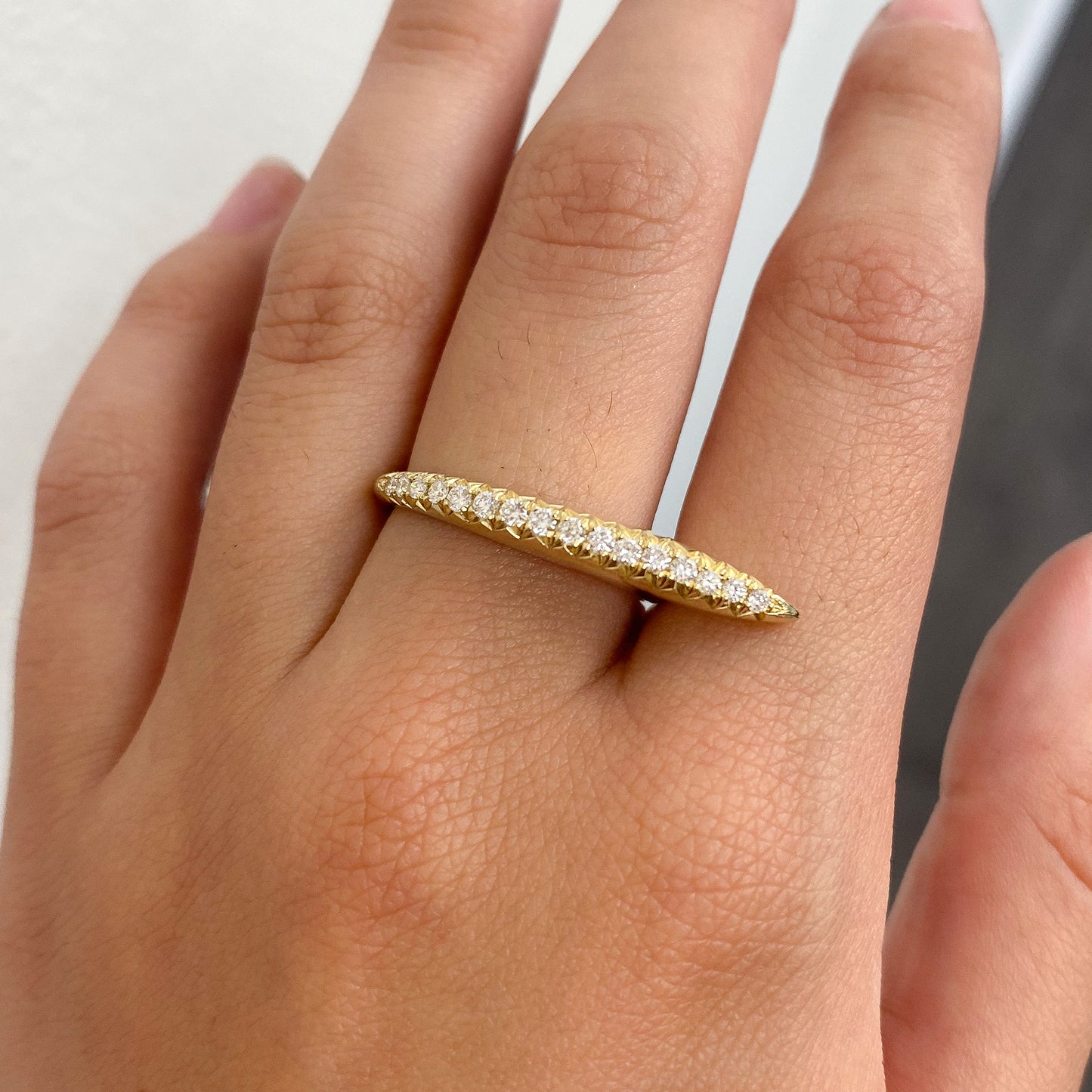 14K Gold Diamond Pavé Shark Fin Ring